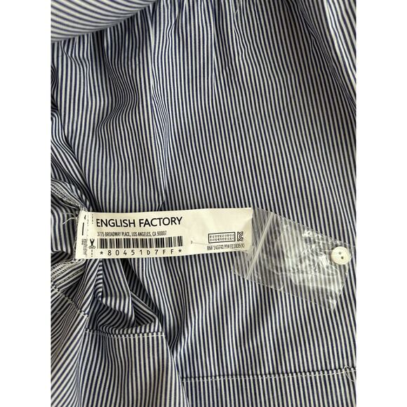 New English Factory 100% Cotton Long Sleeve Blue White Pinstripe Dress Girls 14 - Picture 5 of 10